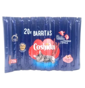 20 barres stick pour chat, Poulet et bœuf, Coshida, 100g