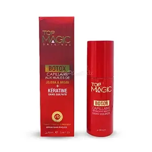 Sérum botox capillaire aux huiles de jojoba et argan, Kératine sans sulfate, Top magic, 80ml