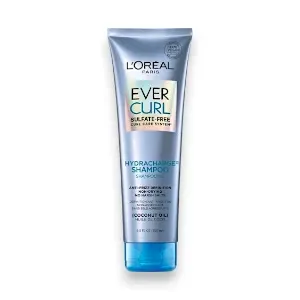 Shampooing anti-frizz pour cheveux bouclés à l'huile de coco, Non-asséchant, Sans sels agressants, sans sulfate, sans paraben et sans colorant, Ever curl, L'Oréal, 250 ml