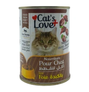 Aliment pour chat complet, Morceaux en sauce, Foie, Cat's Love, 400g