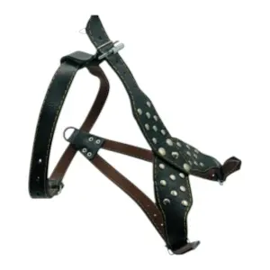 Harnais pour chien à clous réglable en cuir, Grand chien