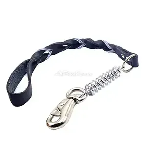 Laisse pour chien en cuir tressée avec ressort, 65cm
