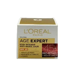 Soin de jour intensif anti-rides, 45+ pro-rétinol + huile de camélia, SPF 20, Age expert, L'Oréal, 50 ml
