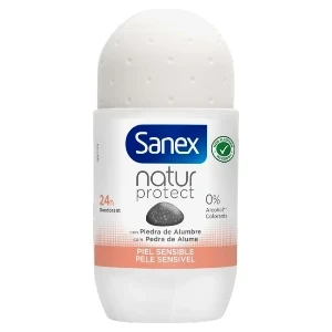 Déodorant à bille pour femme pour peaux sensibles, 0% d'alcool, Natur protect, Sanex, 24h