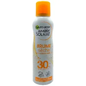 Brume sèche résistante à l'eau, Protection toucher sec, Haute protection UVA/UVB, SPF30, Ambre solaire, Garnier, 200ml