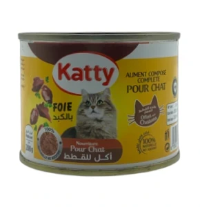 Aliment pour chat complet, Foie, Katty, 200g