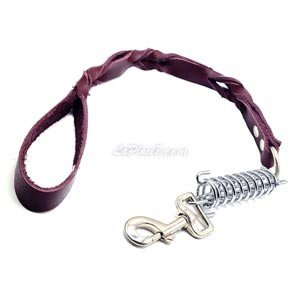 Laisse pour chien en cuir tressée avec ressort, 65Cm