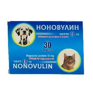 Anti-chaleur pour chats et chiens , Acétate de mégestrol 10 %, Nonovulin, 30 Comprimés,10 mg
