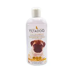 Shampoing pour chien antiparasitaire 2 en 1 , Poils longs et mi-longs, Vetadog, 450ml